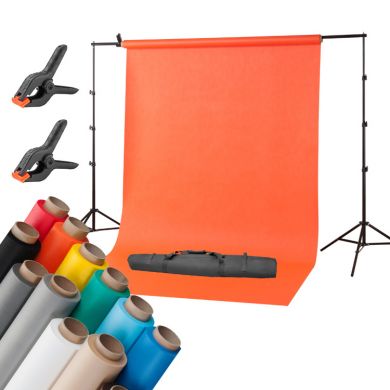 2 background 2,7 x 5 m + background support kit - chosen color FreePower