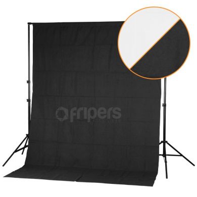 2in1 Textile Backdrop FreePower 2x3m black-white with 4 clips
