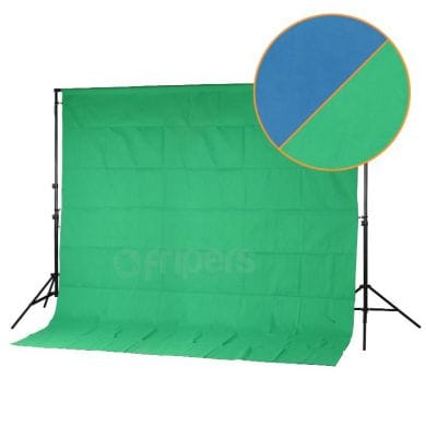 2in1 Textile Backdrop FreePower 3x3m blue-green with 4 clips