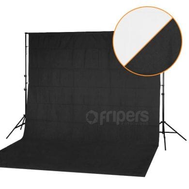 2in1 Textile Backdrop FreePower 3x6m black-white with 4 clips