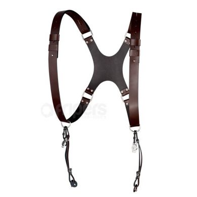 Harness for 2 Cameras Reporter Corio 35 Leather - Medium Brown