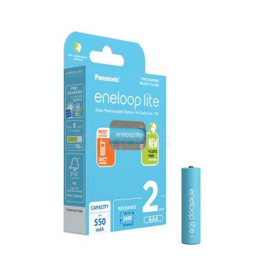Ni-MH AAA Rechargeable Battery Eneloop Lite 550mAh 2x BK-4LCCE/2BE blister