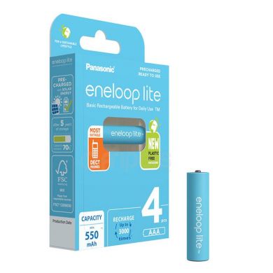Ni-MH AAA Rechargeable Battery Eneloop Lite 550mAh 4x BK-3MCDE/4BE blister