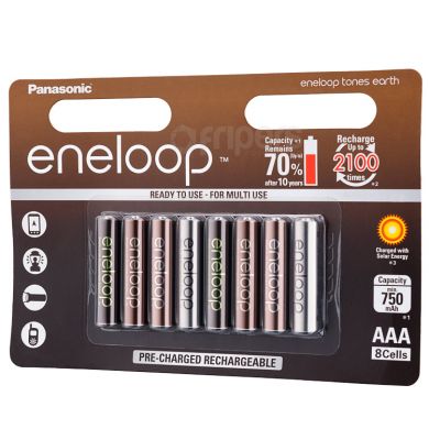 Baterie Eneloop Tones Earth 800mAh 8x R3/AAA